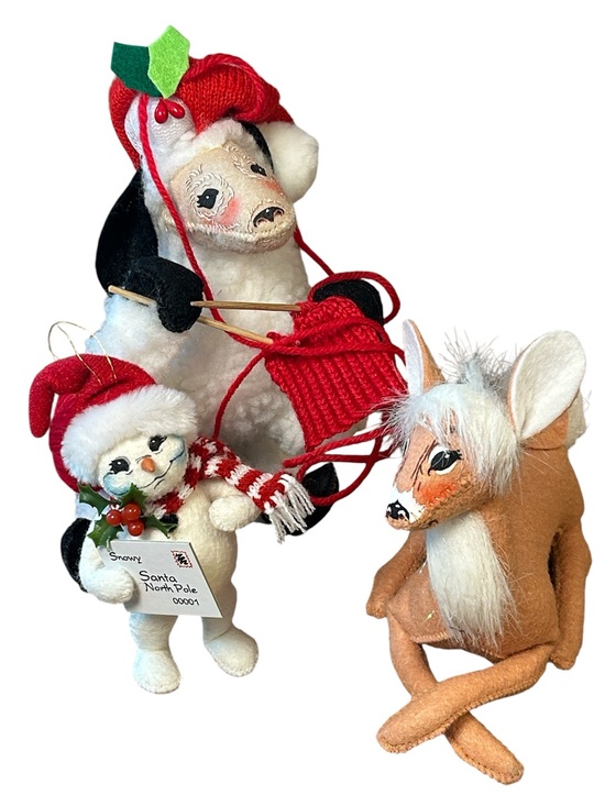 Annalee Other - Annalee Holiday Plush Trio collection Knitting Llama, Reindeer, Snowman ornament